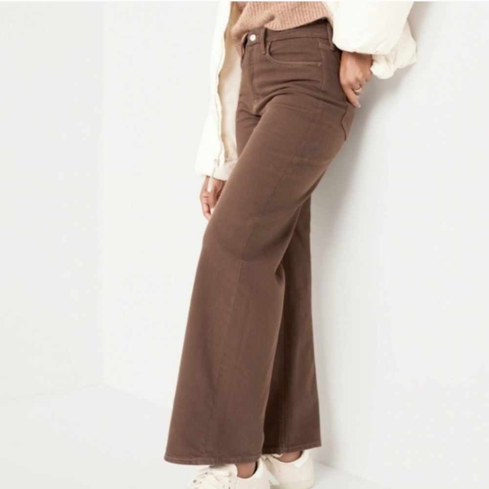 Old Navy Brown High Rise Wide Leg Straight Jeans - Picture 4 of 11